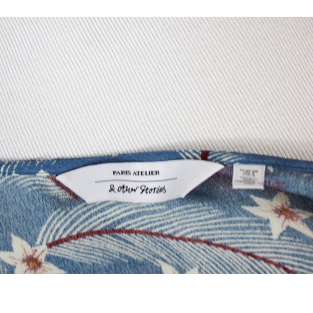 & Other Stories Blue Floral Faux Wrap Mini Dress 4 - Picture 9 of 10